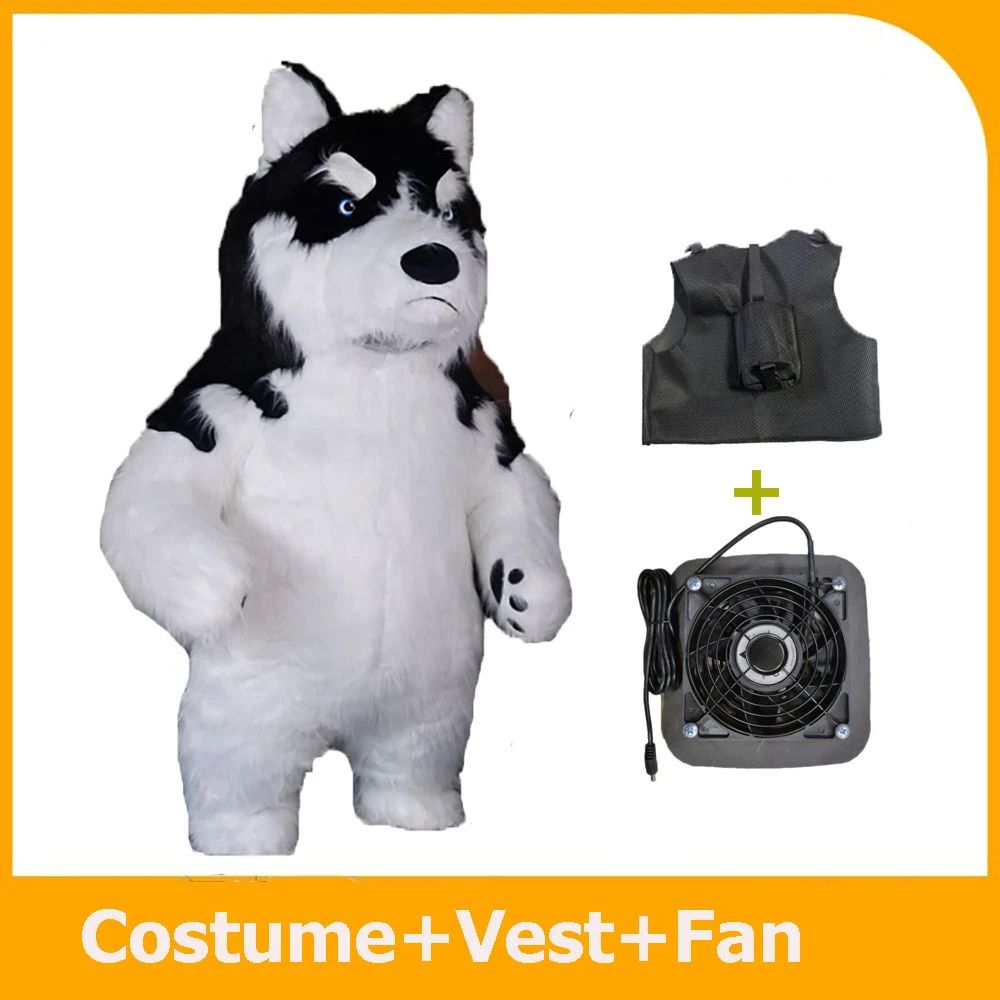 надувной костюм собаки Хаски с полным талисманом 2 м 6,5 футов для карнавальных вечеринок, костюм для взрослых собак, надувной костюм для фестивалей и маркетинга