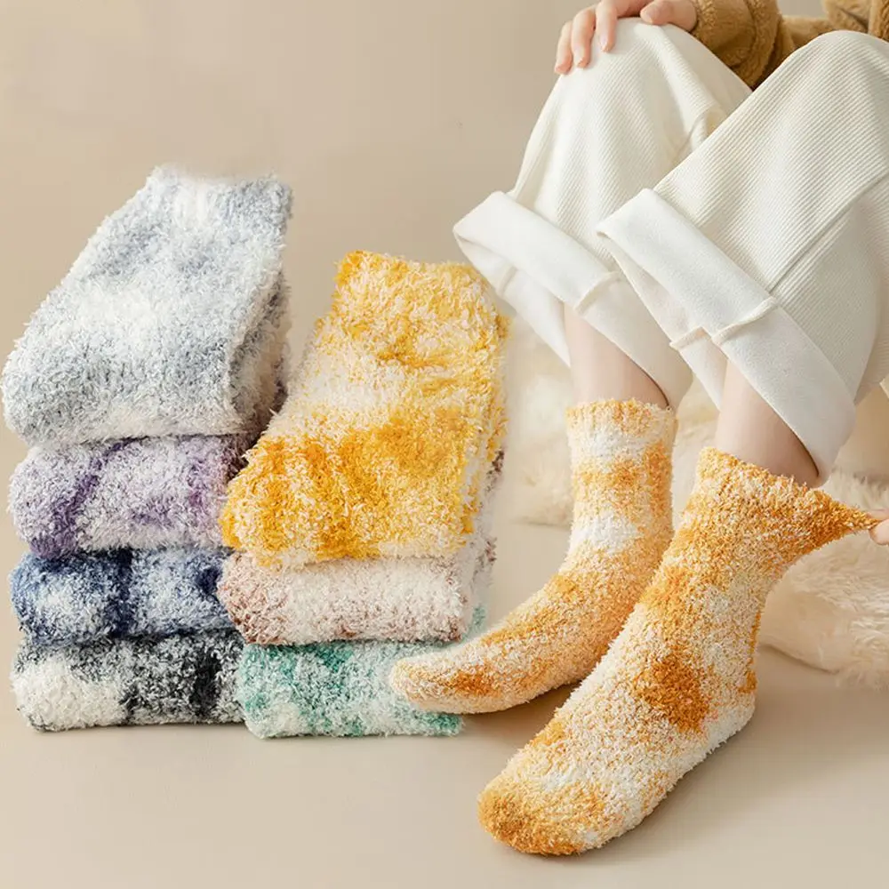 Носки Из Кораллового флиса, окрашивающие внутренние термоноски, Носки средней длины, Аксессуары для одежды, Женские носки, носки в корейском стиле