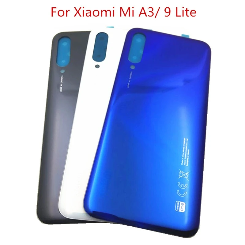 Оригинал Для Xiaomi Mi A3 9 Lite cc9e cc9 Панель Корпус задней двери Чехол с клейким задним стеклом Крышка батарейного отсека