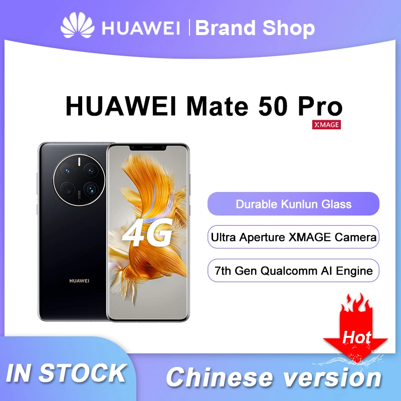 Оригинальный Новый Смартфон Huawei Mate 50 Pro 6,74 Дюйма 120 Гц Snapdragon 8 + Gen 1 66 Вт 4700 мАч 50 Мп Основная камера HarmonyOS 3,0