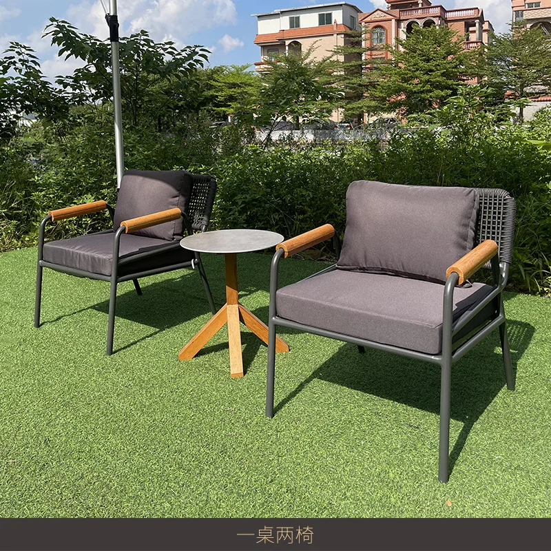Открытый плетеный из веревки диван комбинированный внутренний двор виллы балкон ротанговое кресло для отдыха в саду водонепроницаемый и солнцезащитный крем
