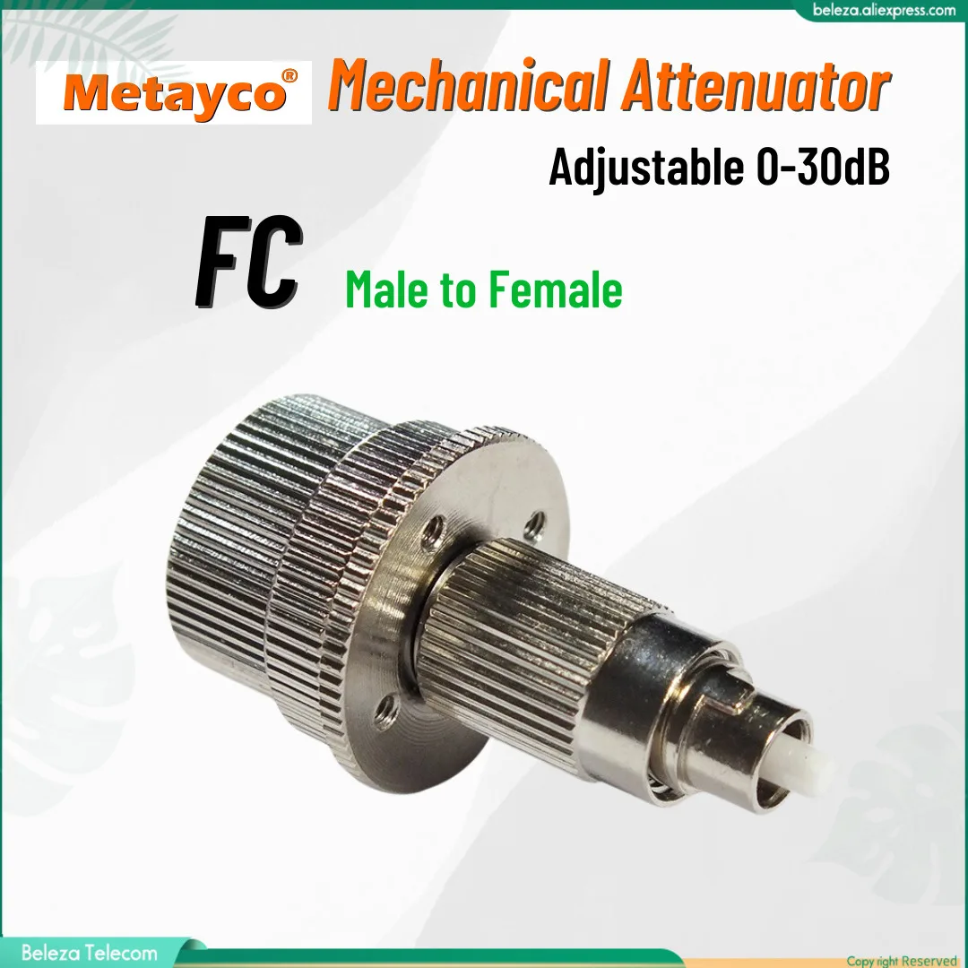 Переменный аттенюатор FC Male - FC Female 0 ~ 30 дБ Механического типа Волоконно-оптический Регулируемый соединитель