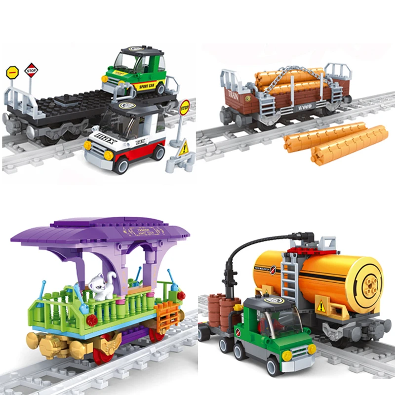 Поезд Железнодорожные строительные блоки, совместимые Технические детские игрушки 