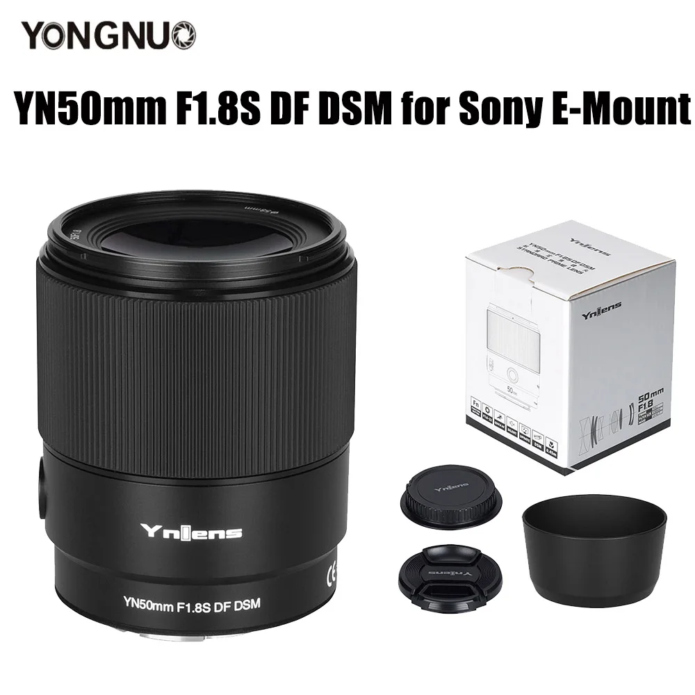 Полнокадровый объектив камеры YONGNUO YN50mm F1.8S DF DSM для Sony E-Mount A6300 A6400 A6500 NEX7 APS-C Рамкой с автоматической фокусировкой AF/MF