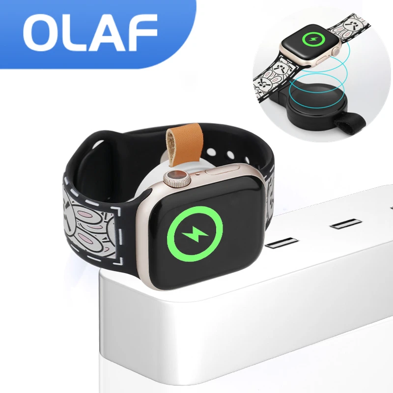 Портативное Беспроводное Зарядное Устройство Olaf Для Apple Watch 8 7 6 5 4 3 2 1 Серии SE Быстрая Зарядка Док-станция Подставка USB Зарядное Устройство Для iWatch