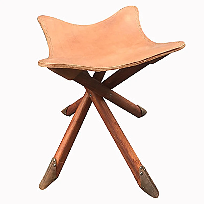 Рыболовный стул портативный складной четырехугольный рыболовный стул для кемпинга на открытом воздухе табурет для пикника в стиле ретро из воловьей кожи супер прочный