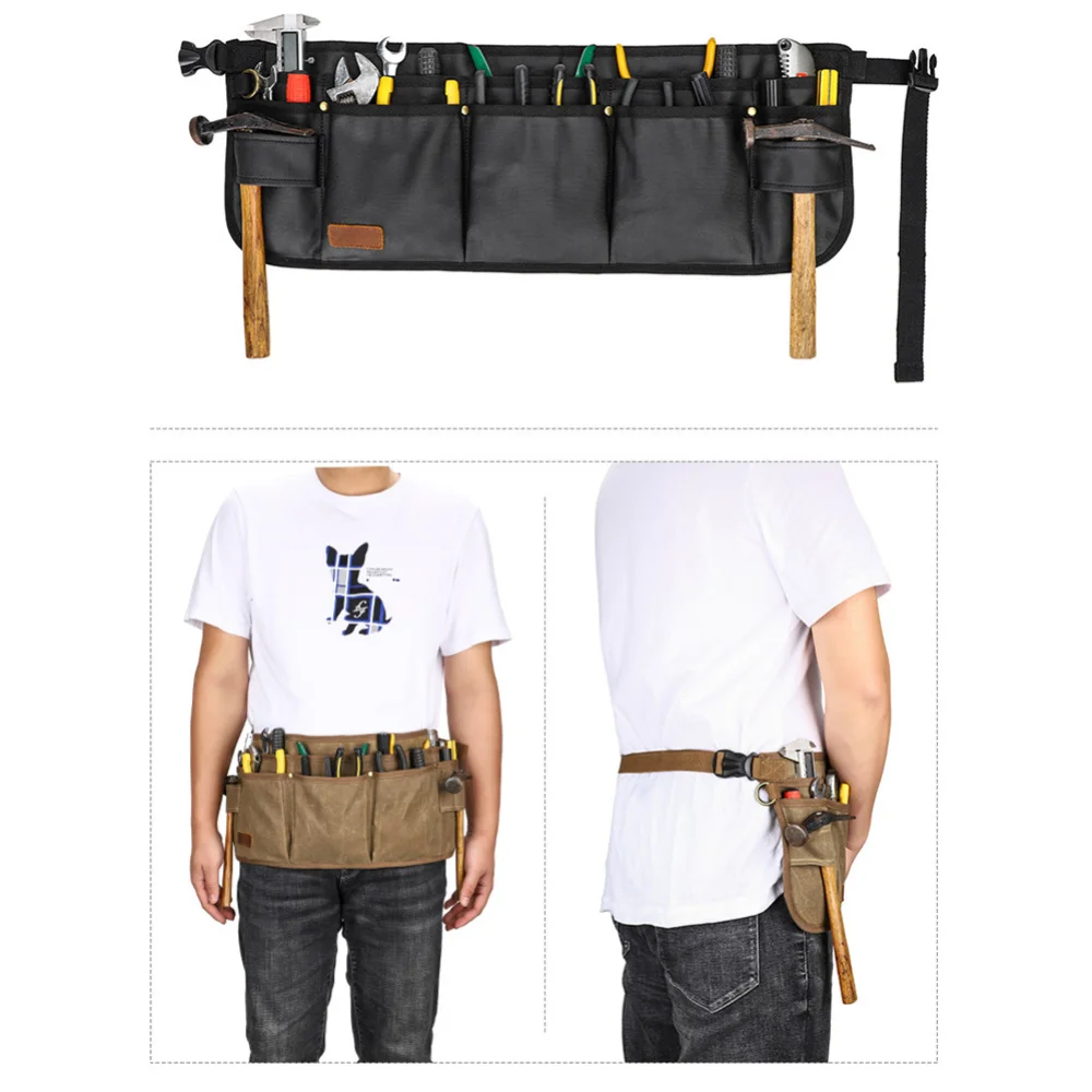 Сумка для инструментов из ткани Оксфорд, Водонепроницаемая Износостойкая Поясная сумка для садовых инструментов с 13 карманами для мужчин, плотников, электриков