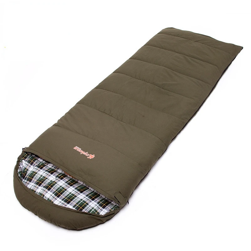 Теплый спальный мешок для кемпинга на открытом воздухе, удлиненный холщовый утепленный внутренний вкладыш, одинарный расширенный конверт с капюшоном, спальный мешок