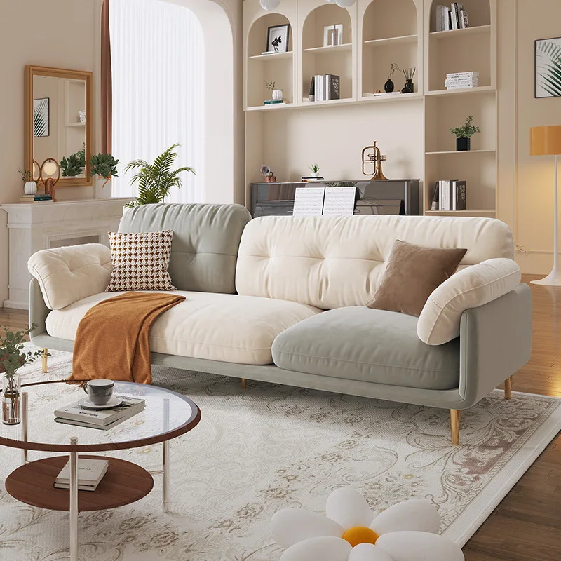 Технологичная ткань, диван, гостиная, Маленькая квартира, Легкая Роскошь, Современный минимализм, скандинавский Кремовый цвет, ткань в тон