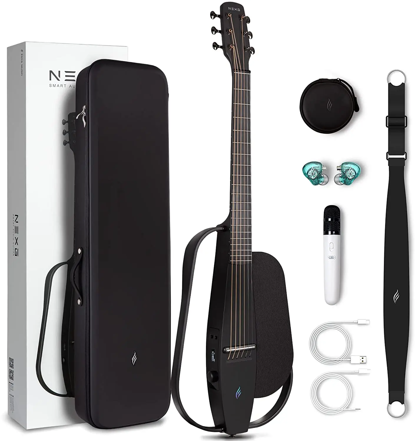 Умная аудиогитара Enya NEXG, 38-дюймовая гитара из углеродного волокна с чехлом /Беспроводным микрофоном/аудиокабелем/ремешком /Зарядным кабелем