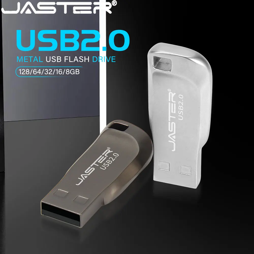 Флэш-накопители JASTER USB 2.0 64 ГБ с бесплатным пользовательским логотипом, Мини-металлическая ручка-накопитель с цепочкой, Водонепроницаемая карта памяти, Бизнес-подарок, U-диск