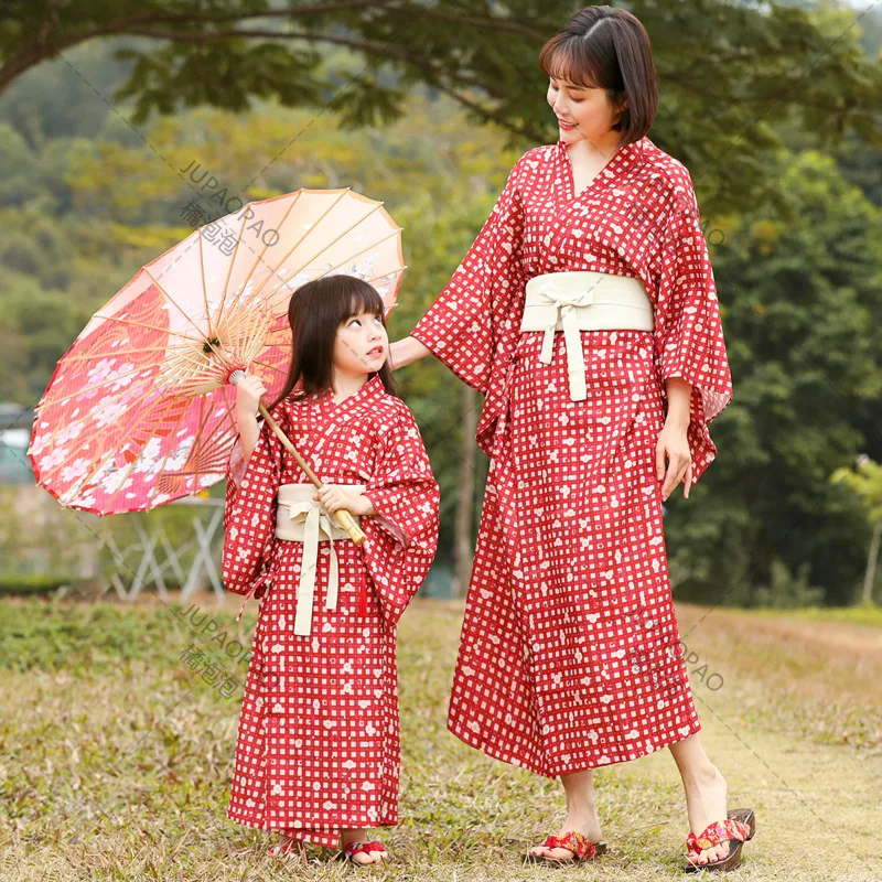 Хэллоуин 2023 Года Воспроизводит серию Wu Fu Ri Периода Эдо Обычная одежда для родителей и детей, Свободные пижамы, Кимоно с красным цветком