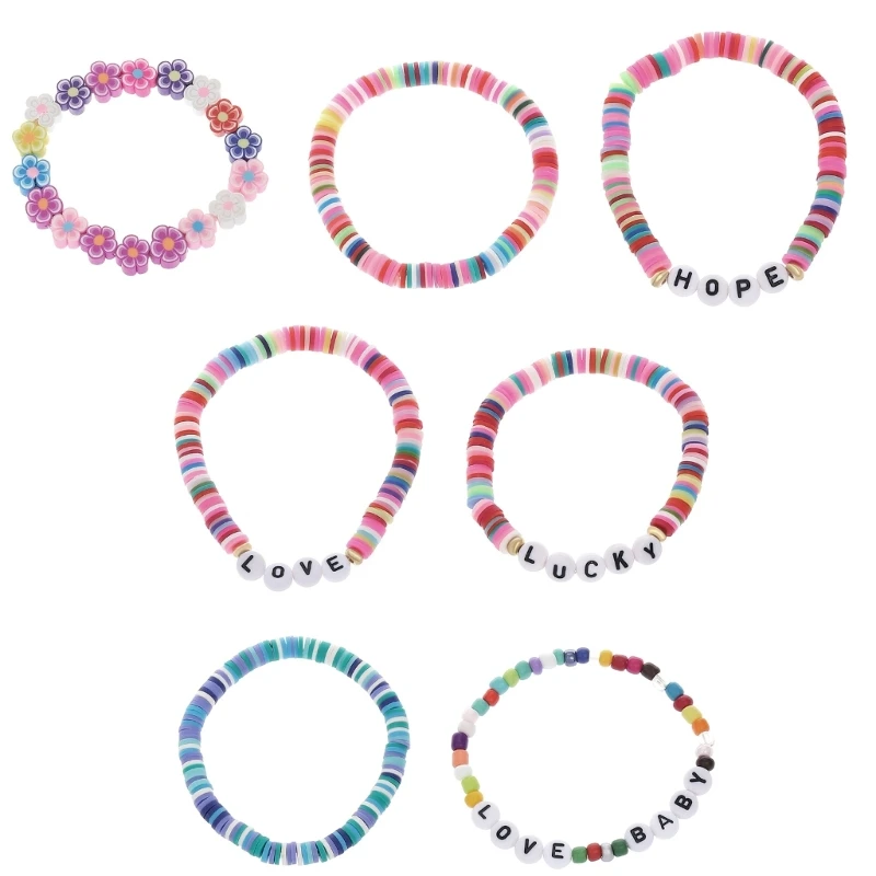 Элегантные браслеты из глиняных бусин, наращиваемые эластичные браслеты дружбы Y2K ювелирные изделия