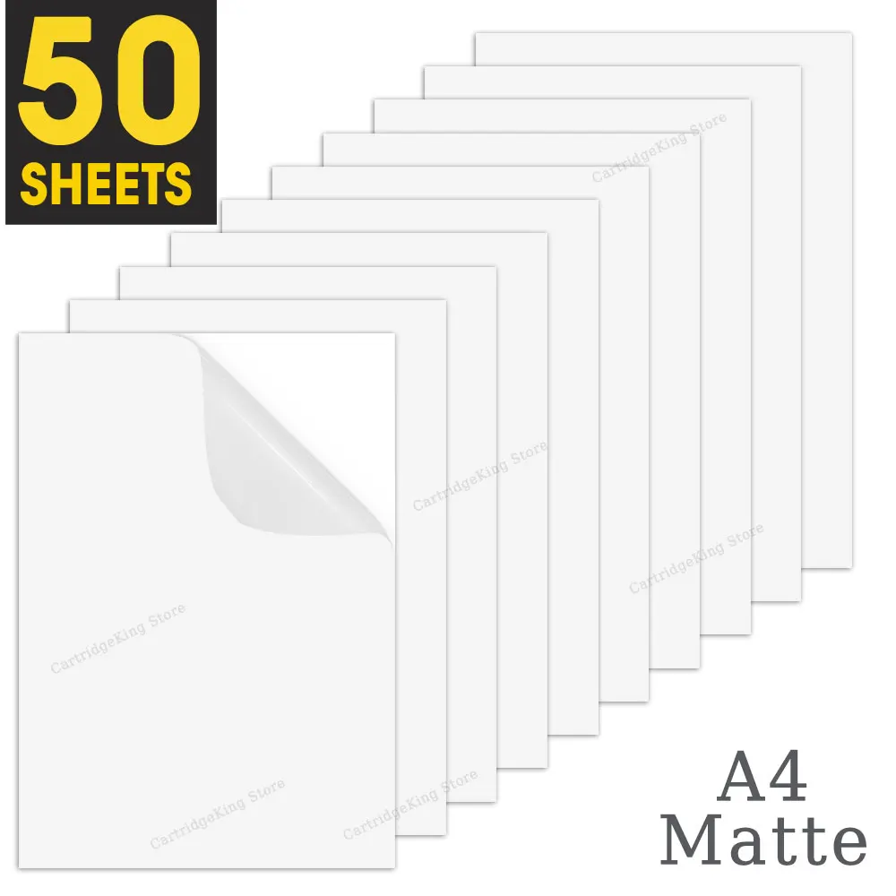 50 Листов Матовой Виниловой Наклейки Для Печати Бумага A4 Самоклеящаяся Печатная Наклейка 210 мм x 297 мм для Струйного принтера DIY Label