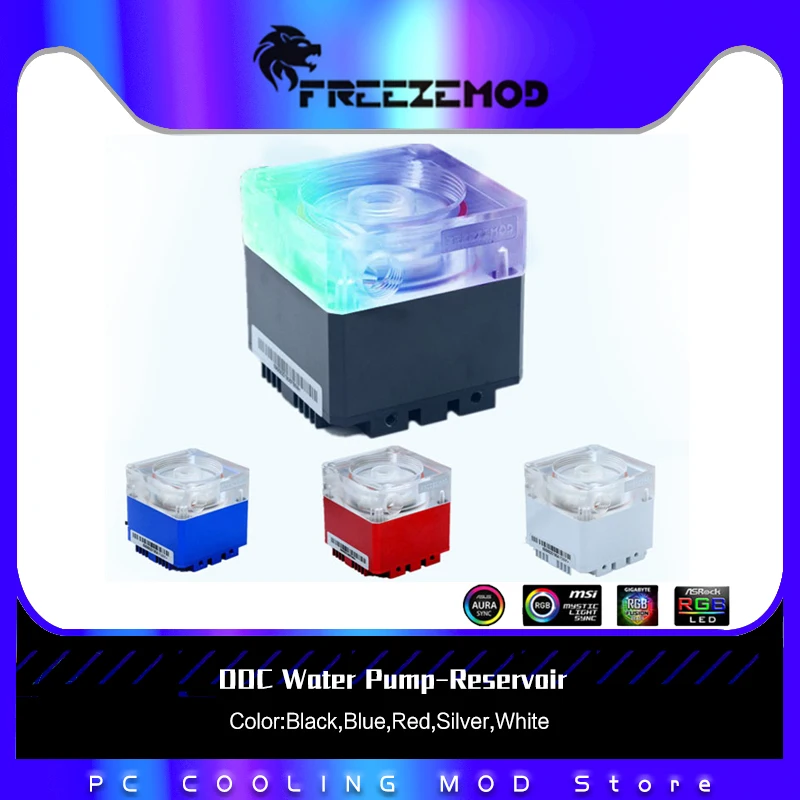 FREEZEMOD PC MOD Бесшумный насос Водяного охлаждения с Максимальным напором 4 м с расходом 800л/ч Поддержка RGB AURA Multicolor, 5 В/12 В RGB, PU-FS6M