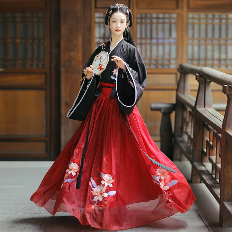 Yourqipao Красный женский костюм Hanfu для косплея длиной до талии с перекрестным воротником, костюм феи, элегантное древнекитайское платье для женщин