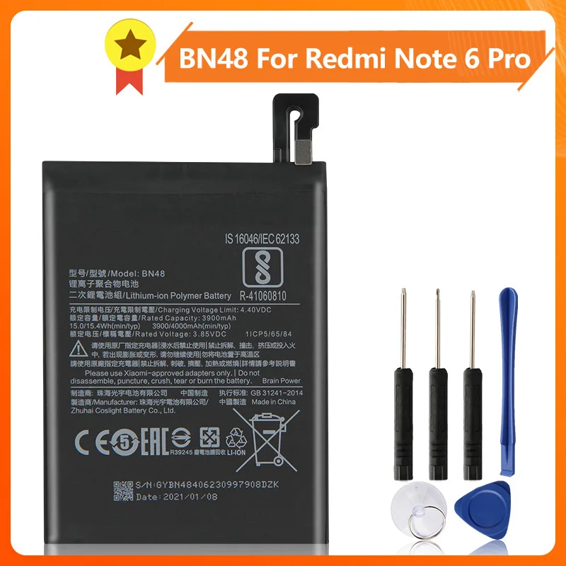Аккумулятор телефона BN48 Для Xiao mi Redmi Note 6 Pro Note6 Pro Note6Pro 4000 мАч Сменный Аккумулятор + Инструмент