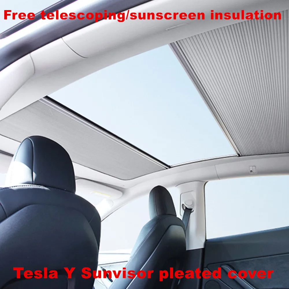 Аксессуары для Tesla Model Y, Регулируемая шторка на люк в складку, оригинальный материал и цвет автомобиля, солнцезащитный козырек