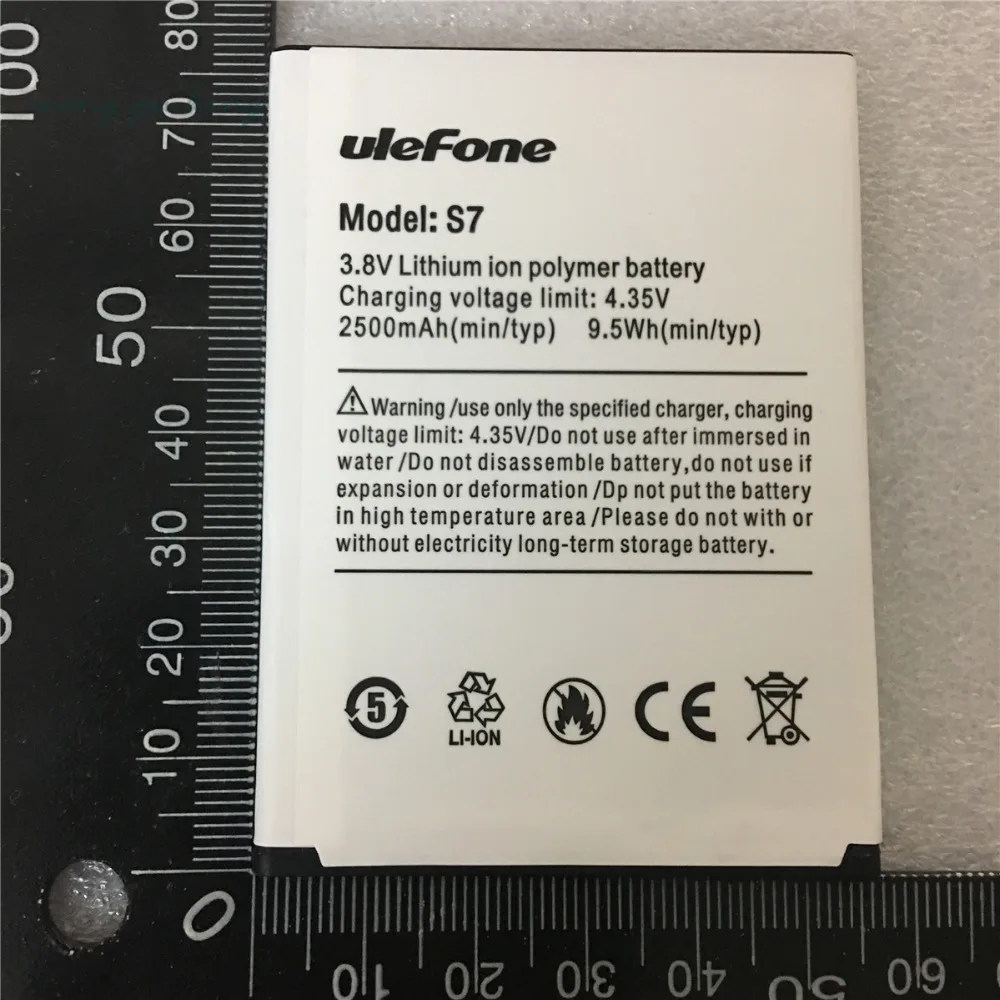 Батарея мобильного телефона Ulefone S7 battery 2500 мАч Оригинальная батарея 5,0 дюймов Длительное время ожидания ulefone