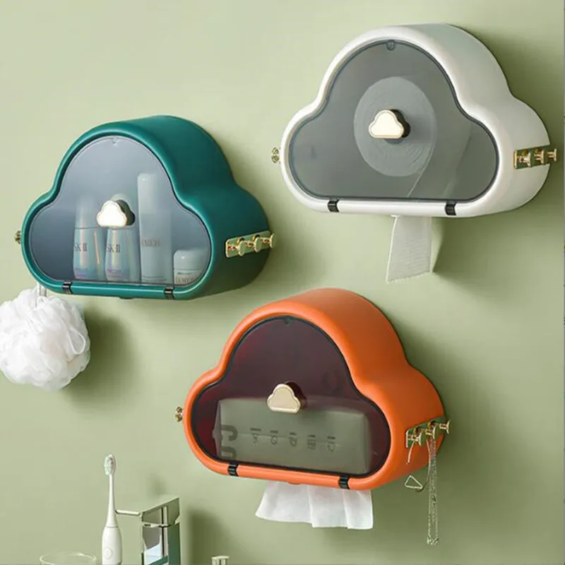 Домашний креативный Водонепроницаемый Настенный держатель для туалетной бумаги, пластиковый ящик для хранения бумаги в форме облака, полка для ванной комнаты