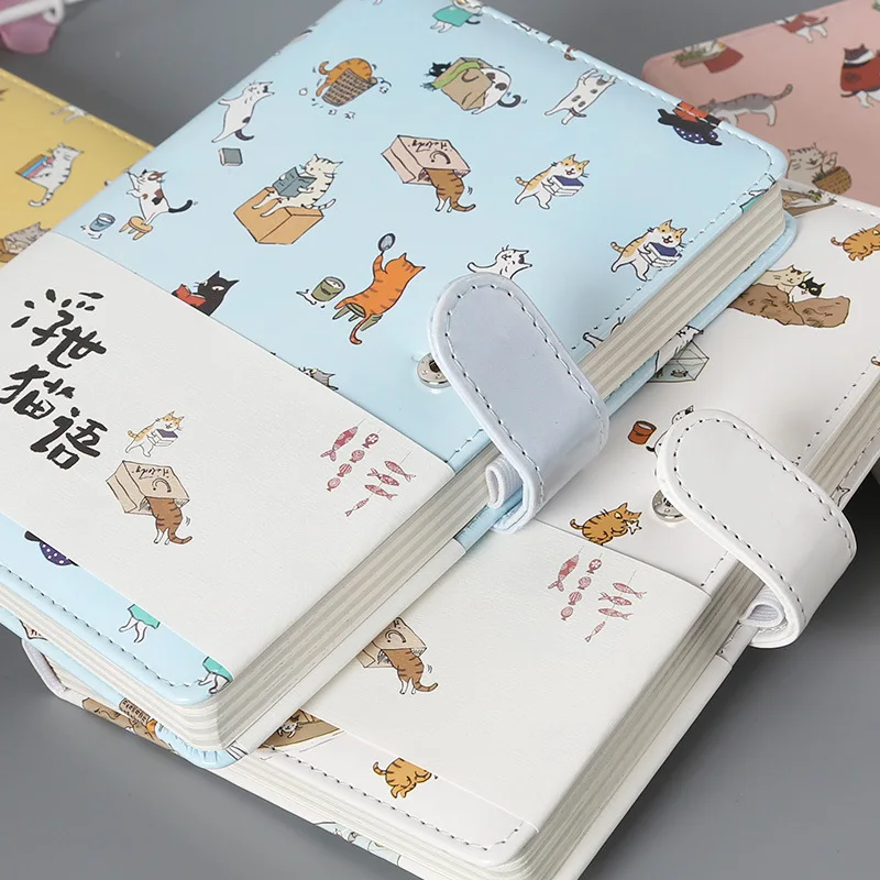 Креативные Канцелярские принадлежности Блокнот с милым котом в кожаной обложке Детский блокнот с цветной бумагой в переплете Дневник Подарочные школьные принадлежности