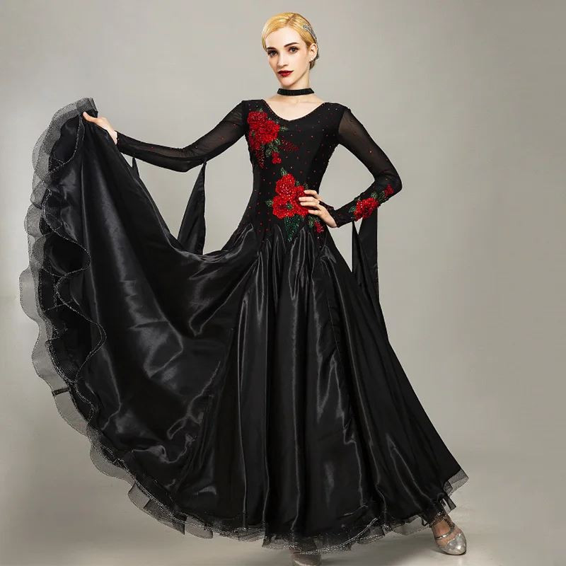 Новое Черно-Красное Платье Для Бальных Танцев, Высококачественное Женское Платье Для Выступлений, Современное Платье Для Вальса, Танго, Стандартное Платье