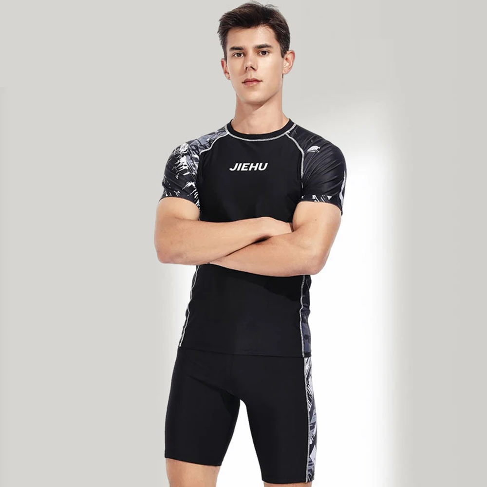 Новый мужской модный Раздельный костюм для плавания и серфинга, Солнцезащитный крем, быстросохнущий, для водных видов спорта, Пляжный костюм для плавания на моторной лодке, костюм для серфинга