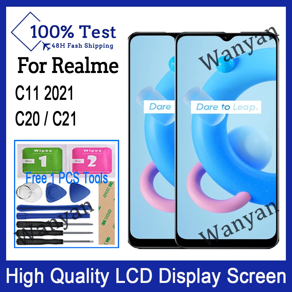 Оригинал Для Realme C11 2021 C20 C21 ЖК-дисплей с Сенсорным экраном Дигитайзер Запасные Части