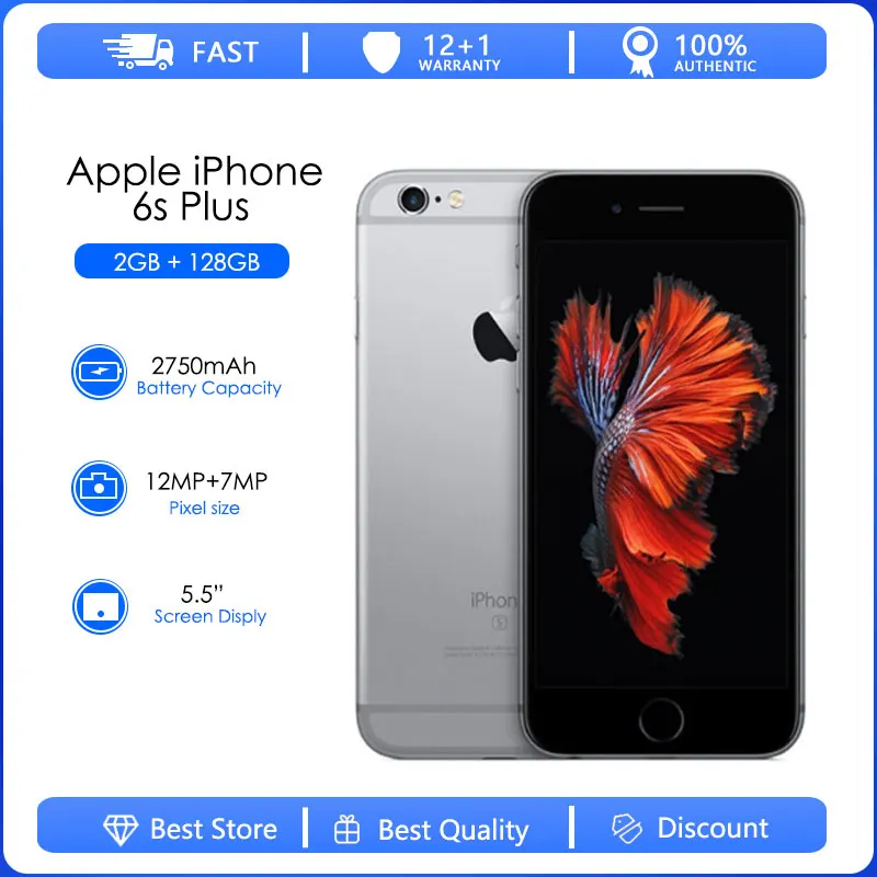 Оригинальный Apple iPhone 6s Plus Подержанный Мобильный телефон 16 ГБ/32 ГБ/64 ГБ/128 ГБ ROM 5,5 