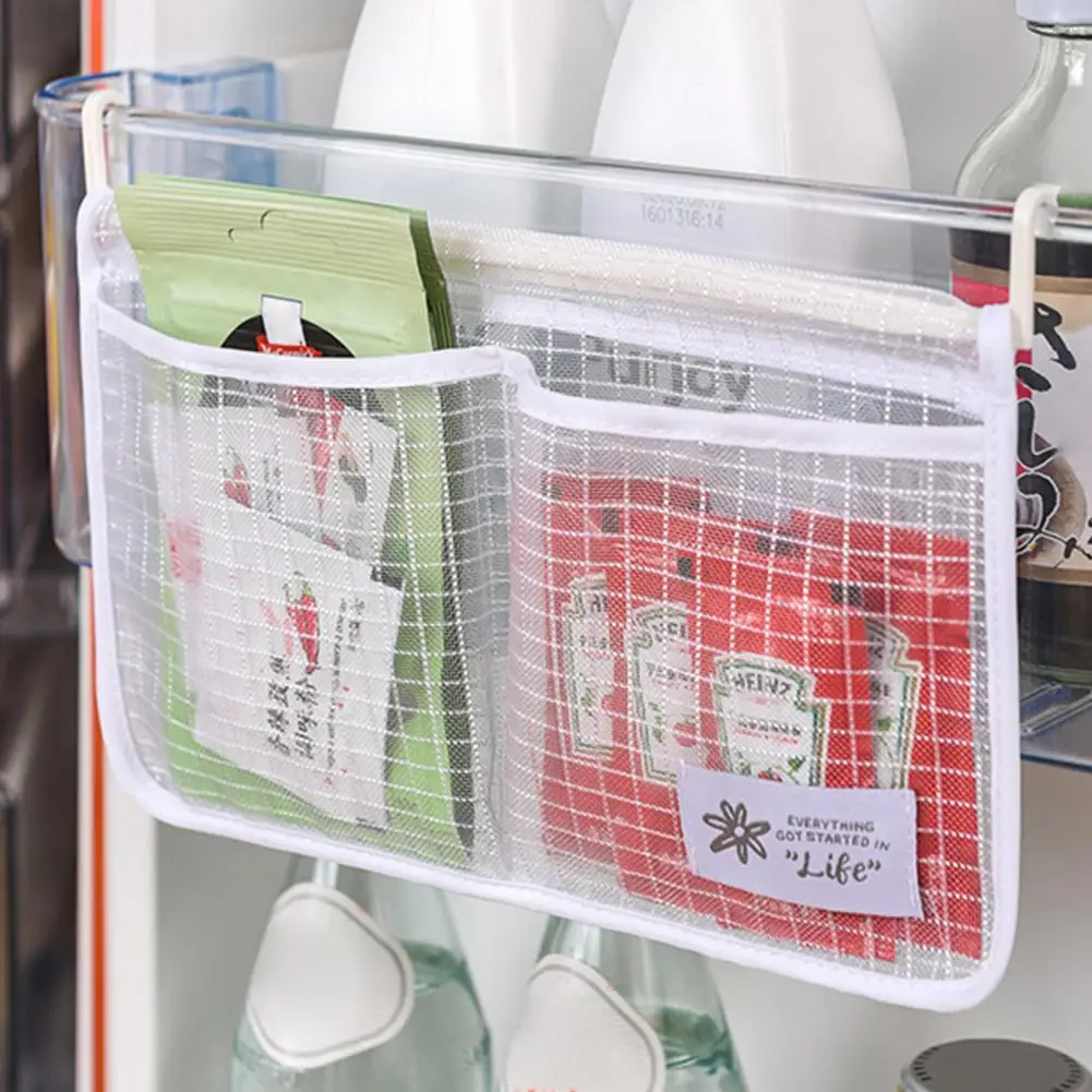 Увеличьте пространство холодильника с помощью вместительной сумки для хранения, сетчатые сумки для хранения в холодильнике с двумя отделениями, Организуйте домашнюю кухню