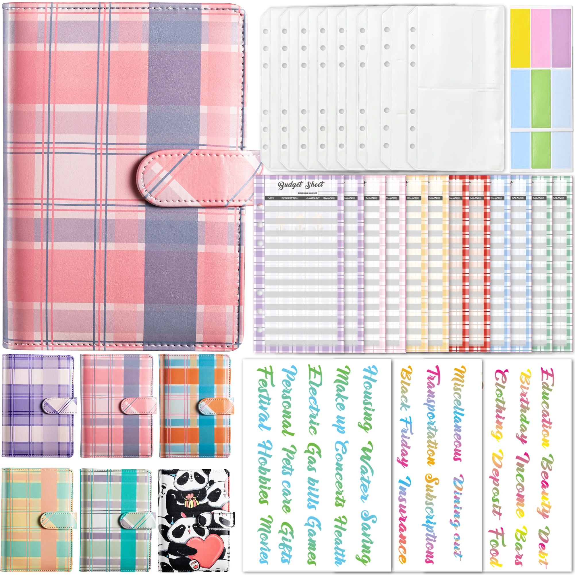 Цветной бюджетный блокнот-планировщик A6 с 12 конвертами для наличных, Красочный блокнот-блокнот из искусственной кожи с 8 карманами-блокнотами A6